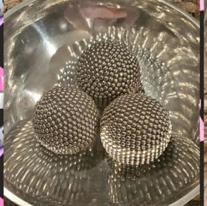 Silver studded decorative balls set of 3